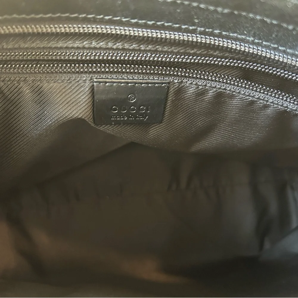 ‼️SOLD‼️😍Authentic GUCCI Black leather and Canvas GG front pocket Tote. - Picture 11 of 12